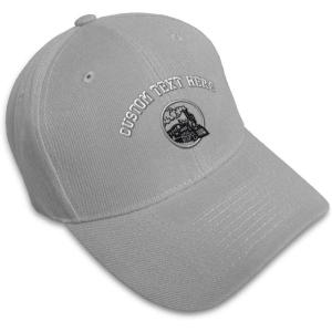 imageCustom Baseball Cap Train Embroidery Trains Acrylic Dad Hats for Men ampamp WomenGray Personalized Text Here