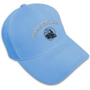 imageCustom Baseball Cap Train Embroidery Trains Acrylic Dad Hats for Men ampamp WomenLight Blue Personalized Text Here