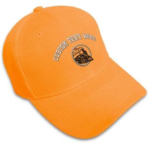 imageCustom Baseball Cap Train Embroidery Trains Acrylic Dad Hats for Men ampamp WomenOrange Personalized Text Here