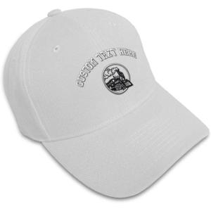 imageCustom Baseball Cap Train Embroidery Trains Acrylic Dad Hats for Men ampamp WomenWhite Personalized Text Here