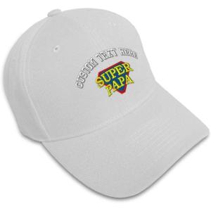 imageCustom Baseball Cap Super Papa Embroidery Acrylic Dad Hats for Men ampamp WomenWhite Personalized Text Here