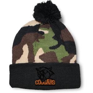 imageCustom Pom Pom Beanies for Women Animal Cougars Mascot Embroidery Skull Cap Winter Hats for Men 1 SizeCamo Design Only
