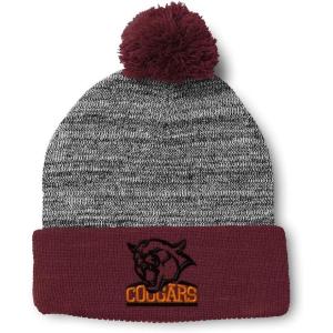 imageCustom Pom Pom Beanies for Women Animal Cougars Mascot Embroidery Skull Cap Winter Hats for Men 1 SizeHeather Gray Burgundy Design Only