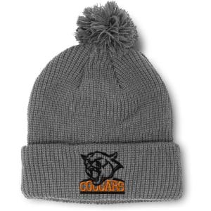 imageCustom Pom Pom Beanies for Women Animal Cougars Mascot Embroidery Skull Cap Winter Hats for Men 1 SizeLight Grey Design Only