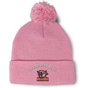 imageCustom Pom Pom Beanies for Women Animal Cougars Mascot Embroidery Skull Cap Winter Hats for Men 1 SizeSoft Pink Personalized Text Here