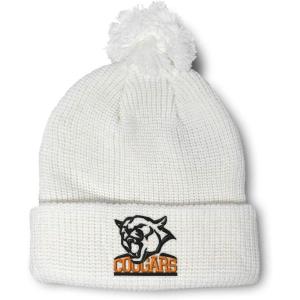 imageCustom Pom Pom Beanies for Women Animal Cougars Mascot Embroidery Skull Cap Winter Hats for Men 1 SizeWhite Design Only