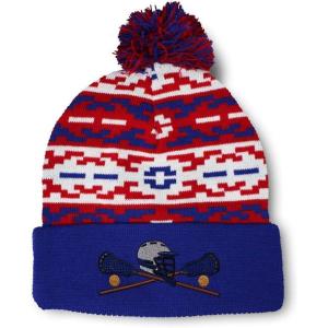 imageCustom Pom Pom Beanies for Women Lacrosse Sports F Embroidery Skull Cap Winter Hats for Men Acrylic 1 SizeAmerican Pixel Design Only