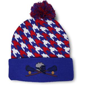 imageCustom Pom Pom Beanies for Women Lacrosse Sports F Embroidery Skull Cap Winter Hats for Men Acrylic 1 SizeAmerican Stars Design Only
