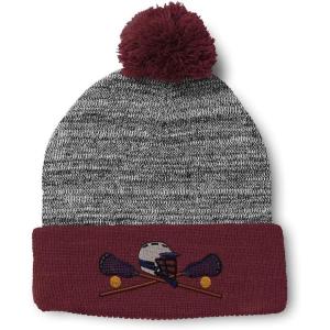 imageCustom Pom Pom Beanies for Women Lacrosse Sports F Embroidery Skull Cap Winter Hats for Men Acrylic 1 SizeHeather Gray Burgundy Design Only