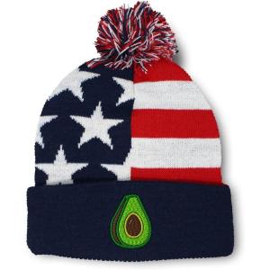 imageSpeedy Pros Pom Pom Beanies for Women Avocado Fruit Style A Embroidery Skull Cap Winter Hats for Men Acrylic 1 SizeAmerican Flag Design Only