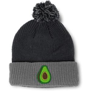 imageSpeedy Pros Pom Pom Beanies for Women Avocado Fruit Style A Embroidery Skull Cap Winter Hats for Men Acrylic 1 SizeBlack Grey Design Only