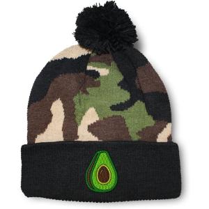 imageSpeedy Pros Pom Pom Beanies for Women Avocado Fruit Style A Embroidery Skull Cap Winter Hats for Men Acrylic 1 SizeCamo Design Only