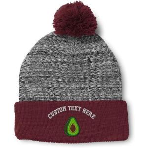 imageSpeedy Pros Pom Pom Beanies for Women Avocado Fruit Style A Embroidery Skull Cap Winter Hats for Men Acrylic 1 SizeHeather Gray Burgundy Personalized Text Here