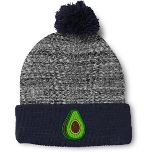 imageSpeedy Pros Pom Pom Beanies for Women Avocado Fruit Style A Embroidery Skull Cap Winter Hats for Men Acrylic 1 SizeHeather Gray Navy Design Only