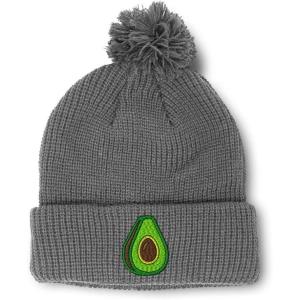 imageSpeedy Pros Pom Pom Beanies for Women Avocado Fruit Style A Embroidery Skull Cap Winter Hats for Men Acrylic 1 SizeLight Grey Design Only