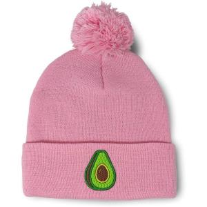 imageSpeedy Pros Pom Pom Beanies for Women Avocado Fruit Style A Embroidery Skull Cap Winter Hats for Men Acrylic 1 SizeSoft Pink Design Only