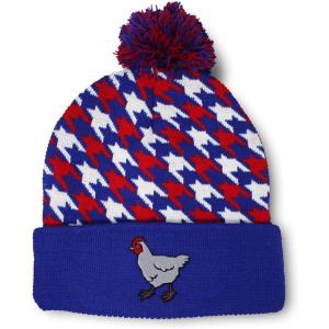 imageCustom Pom Pom Beanies for Women Farm Chicken Embroidery Skull Cap Bird Winter Hats for Men Acrylic 1 SizeAmerican Stars Design Only