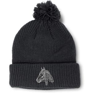 imageCustom Pom Pom Beanies for Women Horse Riding Equestrian Embroidery Skull Cap Winter Hats for Men 1 SizeBlack Design Only