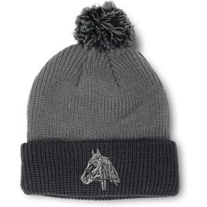 imageCustom Pom Pom Beanies for Women Horse Riding Equestrian Embroidery Skull Cap Winter Hats for Men 1 SizeGrey Black Design Only