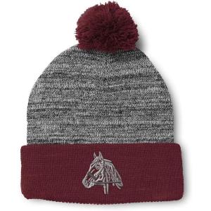 imageCustom Pom Pom Beanies for Women Horse Riding Equestrian Embroidery Skull Cap Winter Hats for Men 1 SizeHeather Gray Burgundy Design Only