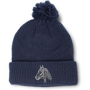 imageCustom Pom Pom Beanies for Women Horse Riding Equestrian Embroidery Skull Cap Winter Hats for Men 1 SizeNavy Design Only