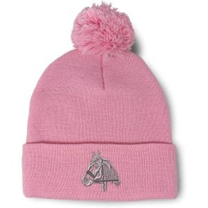 imageCustom Pom Pom Beanies for Women Horse Riding Equestrian Embroidery Skull Cap Winter Hats for Men 1 SizeSoft Pink Design Only