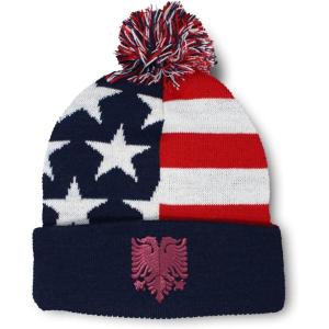 imageCustom Pom Pom Beanies for Women Pink Albanian Eagle Albania Embroidery Skull Cap Flags Acrylic 1 SizeAmerican Flag Design Only