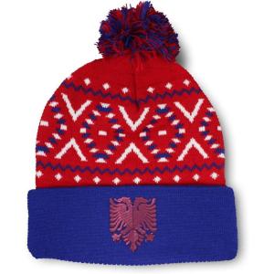 imageCustom Pom Pom Beanies for Women Pink Albanian Eagle Albania Embroidery Skull Cap Flags Acrylic 1 SizeAmerican X Design Only