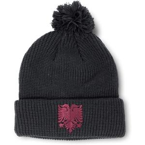 imageCustom Pom Pom Beanies for Women Pink Albanian Eagle Albania Embroidery Skull Cap Flags Acrylic 1 SizeBlack Design Only