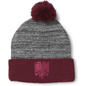 imageCustom Pom Pom Beanies for Women Pink Albanian Eagle Albania Embroidery Skull Cap Flags Acrylic 1 SizeHeather Gray Burgundy Design Only