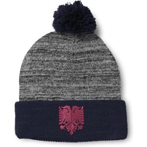imageCustom Pom Pom Beanies for Women Pink Albanian Eagle Albania Embroidery Skull Cap Flags Acrylic 1 SizeHeather Gray Navy Design Only