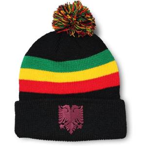 imageCustom Pom Pom Beanies for Women Pink Albanian Eagle Albania Embroidery Skull Cap Flags Acrylic 1 SizeRasta Design Only