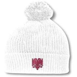 imageCustom Pom Pom Beanies for Women Pink Albanian Eagle Albania Embroidery Skull Cap Flags Acrylic 1 SizeWhite Design Only