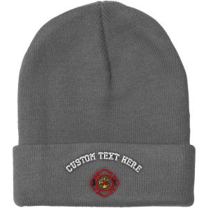 imageBeanies for Men Maltese Cross Firefighter Embroidery Logo Winter Hats for Women Acrylic Skull Cap 1 SizeLight Grey Personalized Text Here