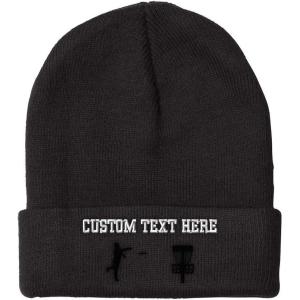 imageCustom Beanies for Men Disc Golf Sport Embroidery Disc Golf Winter Hats for Women Acrylic Skull Cap 1 SizeBlack Personalized Text Here