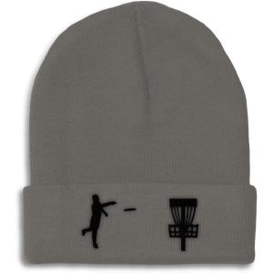 imageCustom Beanies for Men Disc Golf Sport Embroidery Disc Golf Winter Hats for Women Acrylic Skull Cap 1 SizeDark Grey Design Only