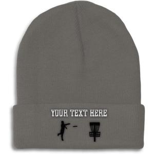 imageCustom Beanies for Men Disc Golf Sport Embroidery Disc Golf Winter Hats for Women Acrylic Skull Cap 1 SizeDark Grey Personalized Text Here