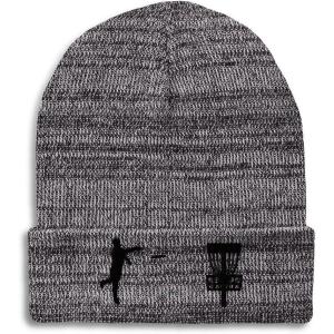 imageCustom Beanies for Men Disc Golf Sport Embroidery Disc Golf Winter Hats for Women Acrylic Skull Cap 1 SizeHeather Grey Design Only