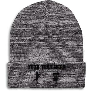 imageCustom Beanies for Men Disc Golf Sport Embroidery Disc Golf Winter Hats for Women Acrylic Skull Cap 1 SizeHeather Grey Personalized Text Here