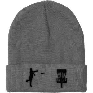 imageCustom Beanies for Men Disc Golf Sport Embroidery Disc Golf Winter Hats for Women Acrylic Skull Cap 1 SizeLight Grey Design Only