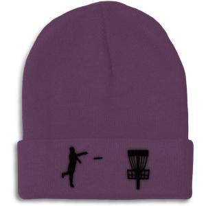 imageCustom Beanies for Men Disc Golf Sport Embroidery Disc Golf Winter Hats for Women Acrylic Skull Cap 1 SizePurple Design Only