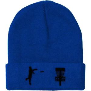 imageCustom Beanies for Men Disc Golf Sport Embroidery Disc Golf Winter Hats for Women Acrylic Skull Cap 1 SizeRoyal Blue Design Only