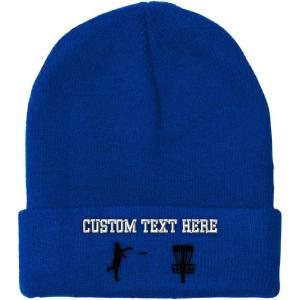 imageCustom Beanies for Men Disc Golf Sport Embroidery Disc Golf Winter Hats for Women Acrylic Skull Cap 1 SizeRoyal Blue Personalized Text Here