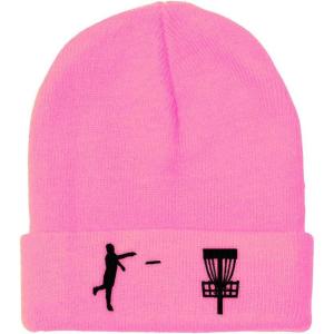 imageCustom Beanies for Men Disc Golf Sport Embroidery Disc Golf Winter Hats for Women Acrylic Skull Cap 1 SizeSoft Pink Design Only