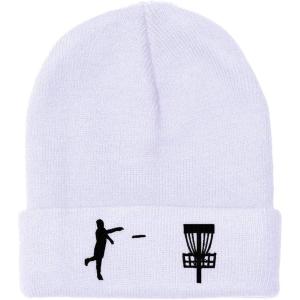 imageCustom Beanies for Men Disc Golf Sport Embroidery Disc Golf Winter Hats for Women Acrylic Skull Cap 1 SizeWhite Design Only