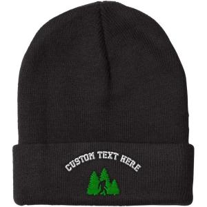 imageCustom Beanies for Men Woods Bigfoot A Embroidery Graphic Winter Hats for Women Acrylic Skull Cap 1 SizeBlack Personalized Text Here