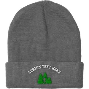 imageCustom Beanies for Men Woods Bigfoot A Embroidery Graphic Winter Hats for Women Acrylic Skull Cap 1 SizeLight Grey Personalized Text Here