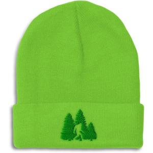 imageCustom Beanies for Men Woods Bigfoot A Embroidery Graphic Winter Hats for Women Acrylic Skull Cap 1 SizeLime Design Only