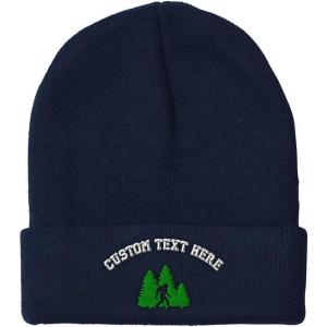 imageCustom Beanies for Men Woods Bigfoot A Embroidery Graphic Winter Hats for Women Acrylic Skull Cap 1 SizeNavy Personalized Text Here