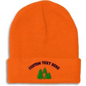 imageCustom Beanies for Men Woods Bigfoot A Embroidery Graphic Winter Hats for Women Acrylic Skull Cap 1 SizeOrange Personalized Text Here